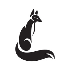 Fox Silhouette Icon Vector Sitting Wildlife Design