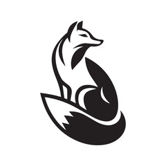 Fox Silhouette Icon Vector Sitting Wildlife Design