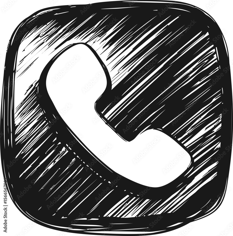 Poster Hand-drawn phone icon with sketchy style and abstract shading