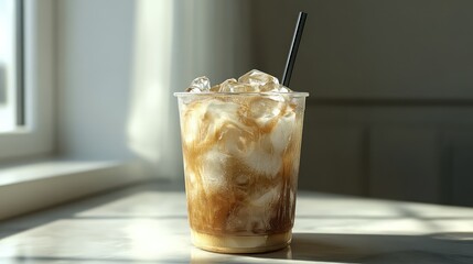 photorealistic iced coffee computer