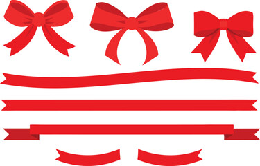 set of red ribbons with bows