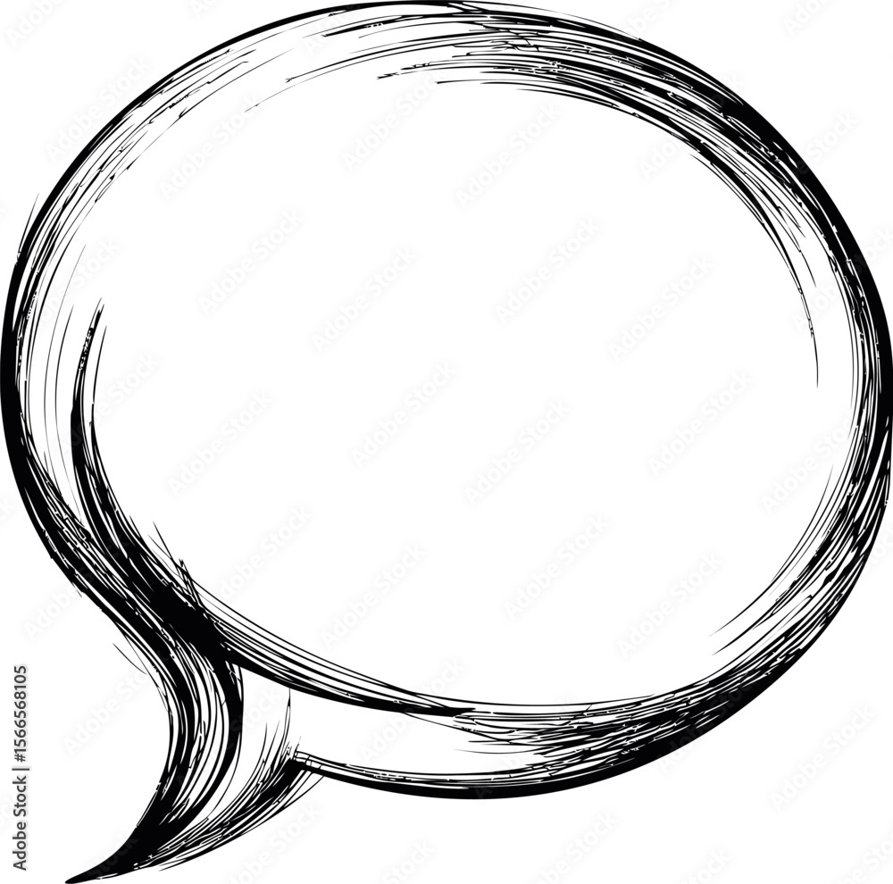 Poster black sketched speech bubble with textured lines