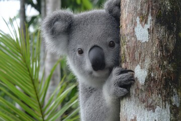 Naklejka premium A Curious Koala's Encounter with Nature