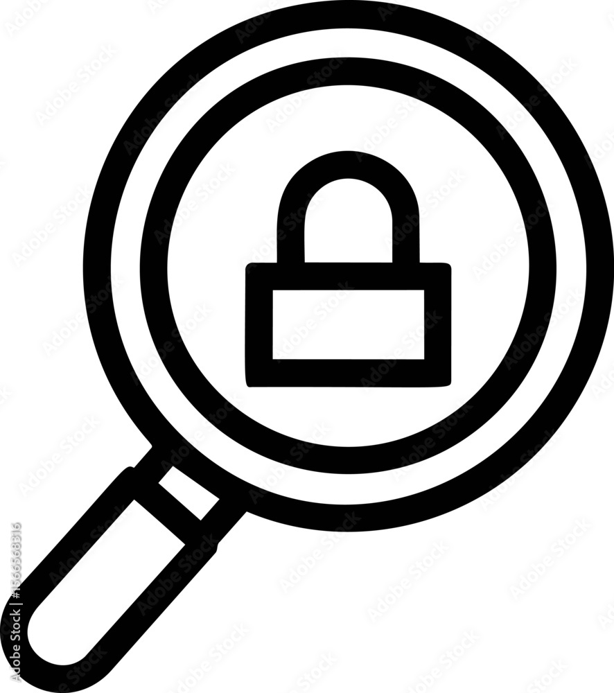 Poster magnifying glass with lock icon symbolizing privacy and security concept