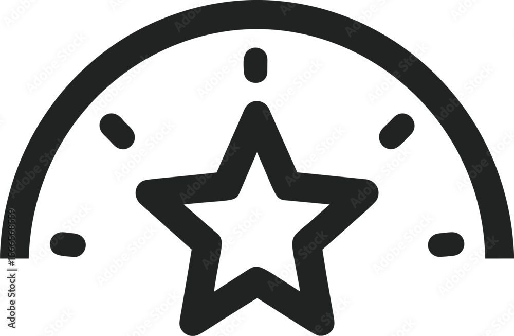 Poster black star icon with arch and small dots, vector design