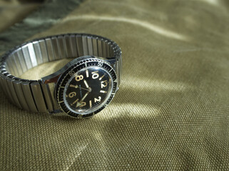 Close-up of a black vintage watch