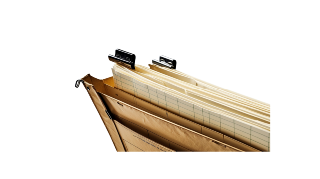Vintage Expanding File Folder with Papers - Close-up Detail