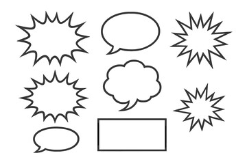 Colorful comic speech and thought bubbles for creative projects and graphic design