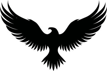 Fototapeta premium Black silhouette of an eagle with outstretched wings