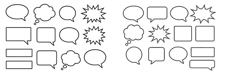 Creative blank comic speech bubbles in various shapes for storytelling and artistic expression