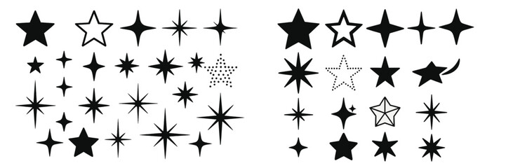 Collection of star shapes in various designs and sizes for creative projects and artistic expressions