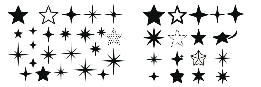 Collection of star shapes in various designs and sizes for creative projects and artistic expressions