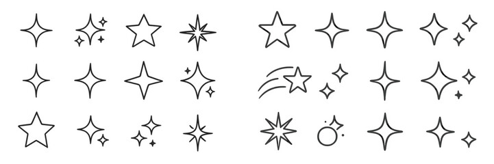 Various star and sparkle illustrations designed for creative projects, suitable for enhancing visual appeal and adding charm