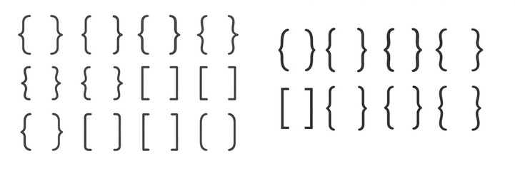 Different types of brackets arranged in a structured pattern