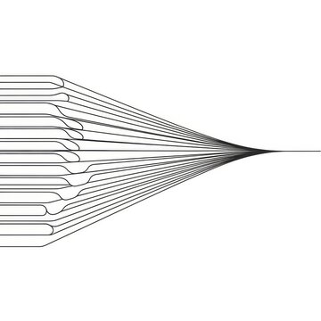 Parallel lines converging to a single point in a minimalist abstract design on a white background