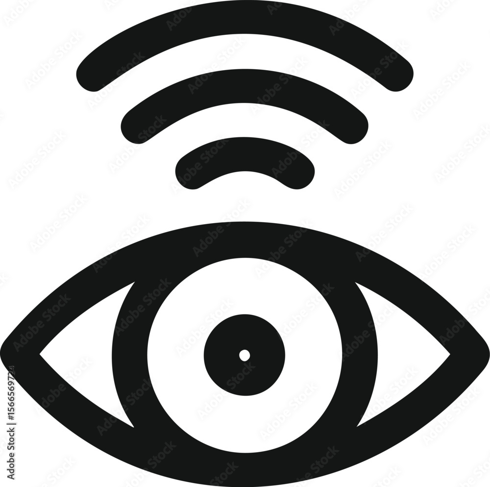 Poster black icon of an eye with wifi signal representing connectivity concept
