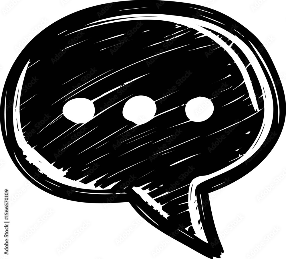 Poster black sketched speech bubble with three dots