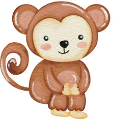 watercolor monkey
