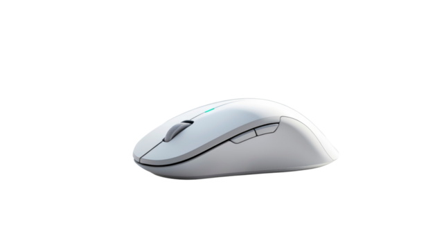 Sleek White Wireless Computer Mouse, Ergonomic Design, Modern Technology