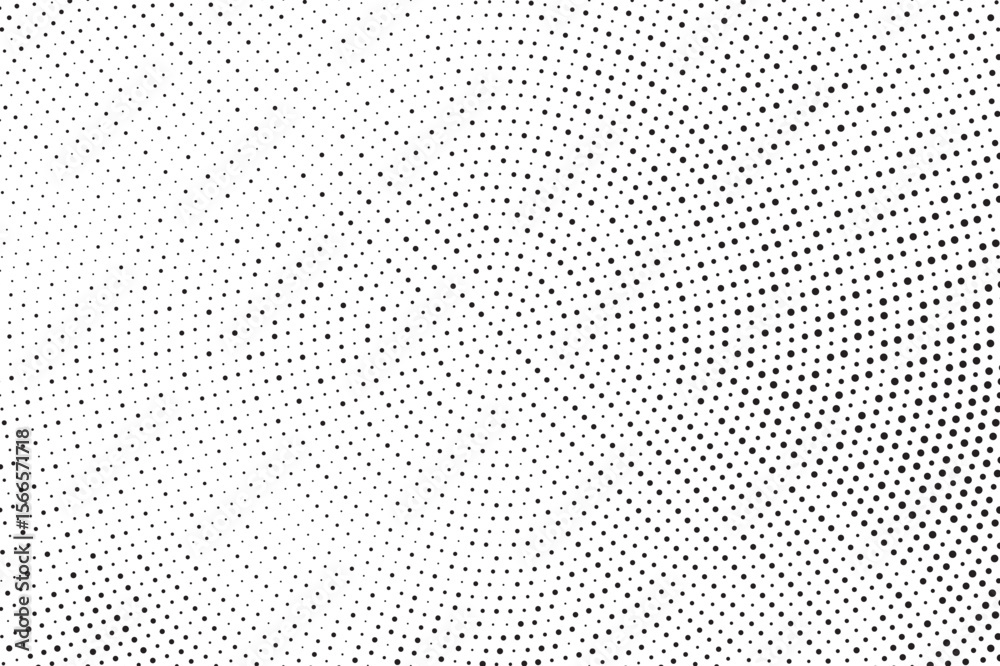 Poster Radial halftone gradient background. Dotted concentric texture with fading effect. Black and white circle shade wallpaper. Grunge rough vector. Monochrome backdrop