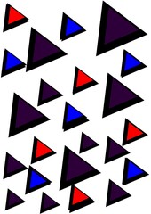 Colorful abstract triangles with red, blue, and purple shapes  