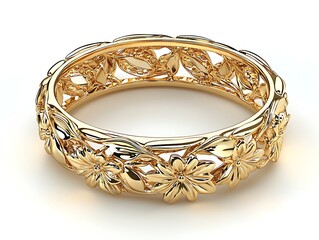 Detailed gold ring with floral design