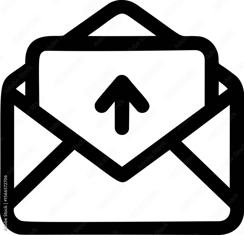 Aufkleber Black outline of an envelope with an upward arrow representing email sending