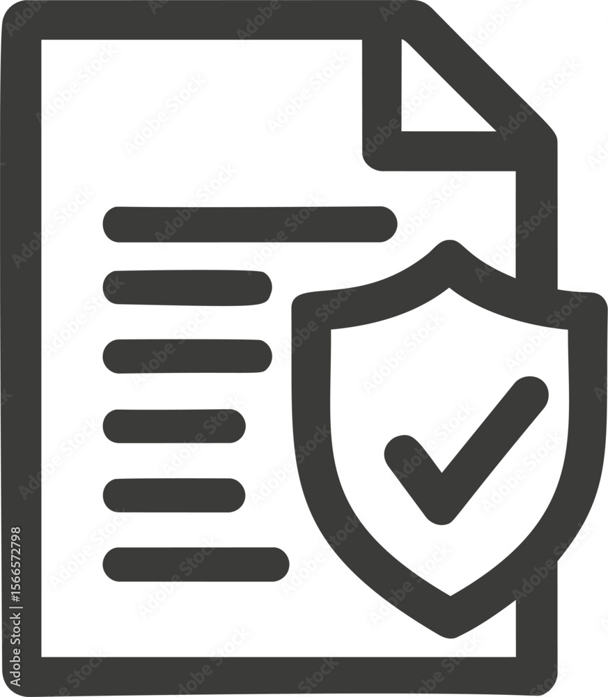 Poster Document icon with a shield and checkmark symbol for security and approval