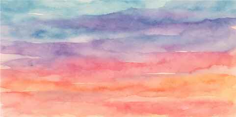 Abstract colorful watercolor background capturing a vibrant sky at sunset over the ocean