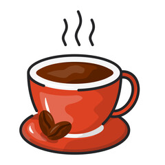 Coffee cup. cup, mug, beverage, drink, hot, espresso, caffeine. Vector Icon Illustration