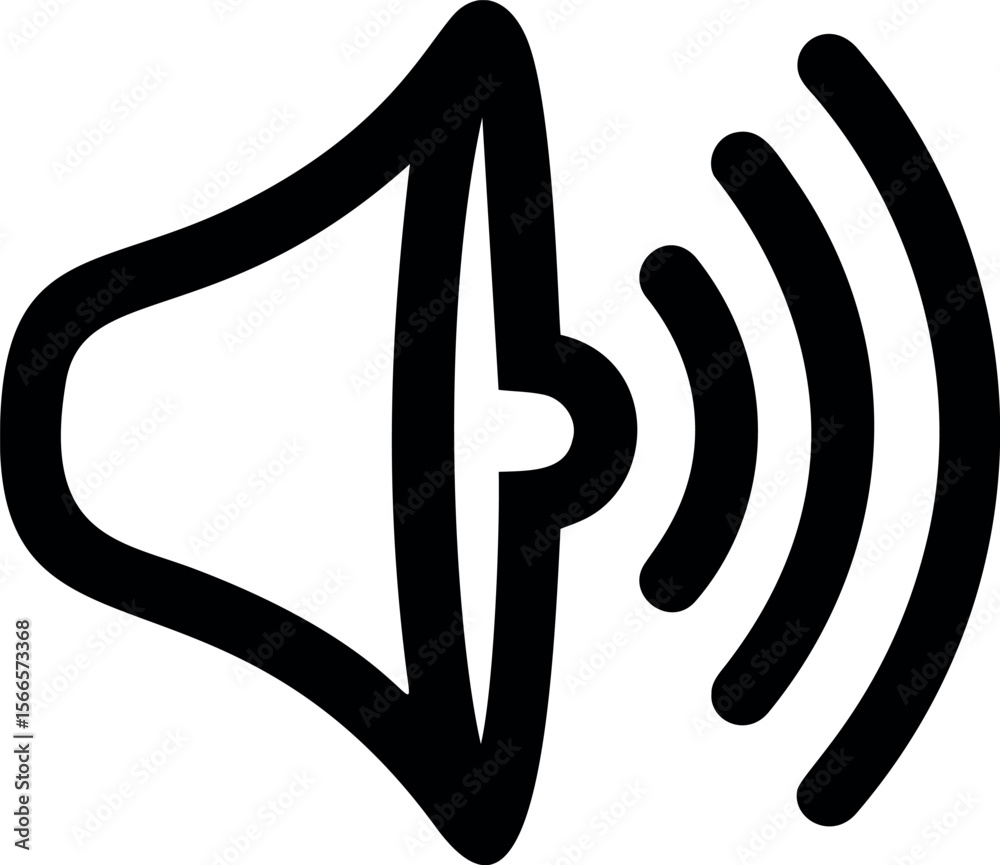 Poster Black speaker icon with sound waves in vector format