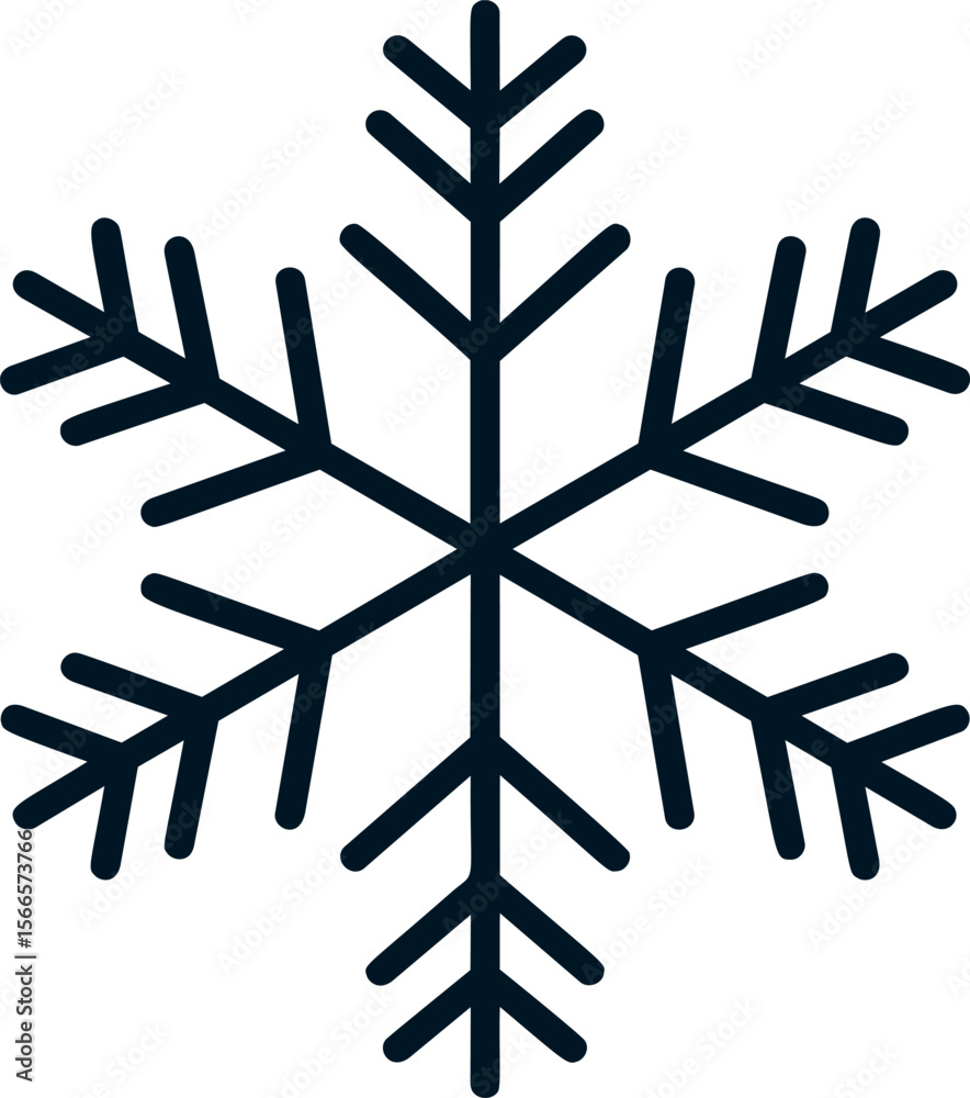 Poster Black snowflake icon with symmetrical line design