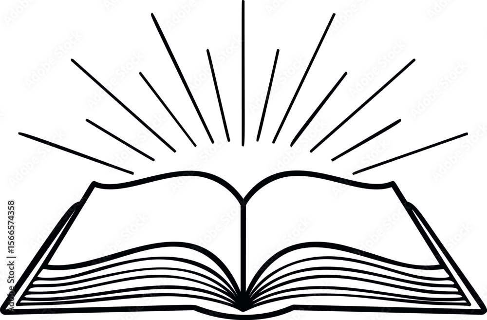 Aufkleber open book with radiant lines symbolizing knowledge and enlightenment