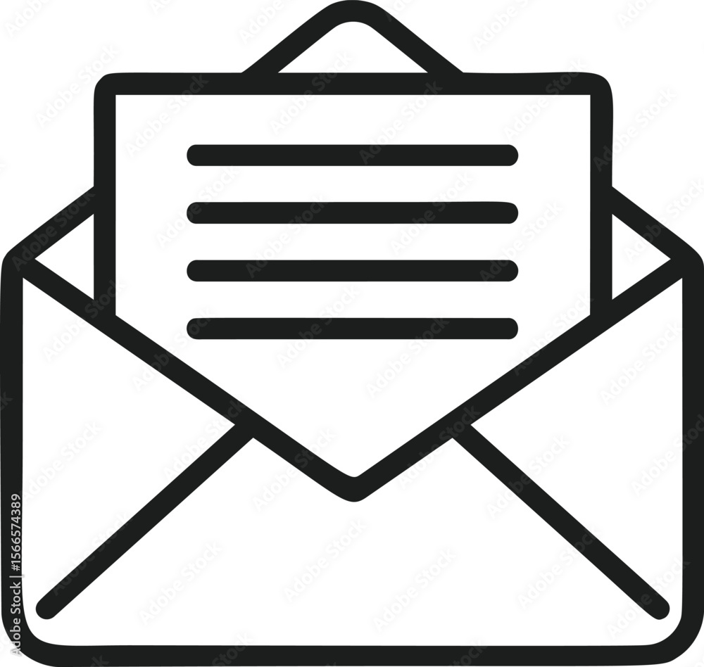 Poster outline icon of an envelope with a letter inside