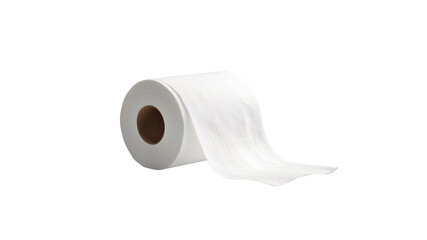 Fototapeta premium Single Roll of White Toilet Paper with Unrolled Sheet