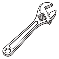Obraz premium Adjustable Spanner Vector Tools for Repair, Maintenance, and Pipework Design