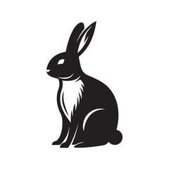 Rabbit Silhouette Icon Vector Sitting Bunny Wildlife Design