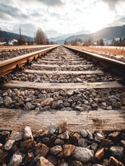 A Vintage Railway Track Leads into the Distant Horizon