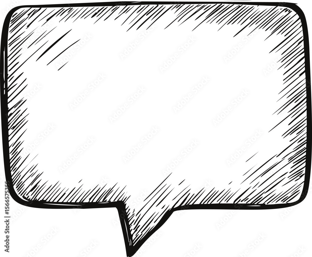 Poster Hand-drawn empty speech bubble with black outline and shading sketch style