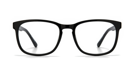 Fototapeta premium A product photo of black rectangular eyeglasses with clear lenses against a pure white background.