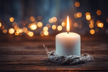 A Single Candle Illuminates a Serene Evening
