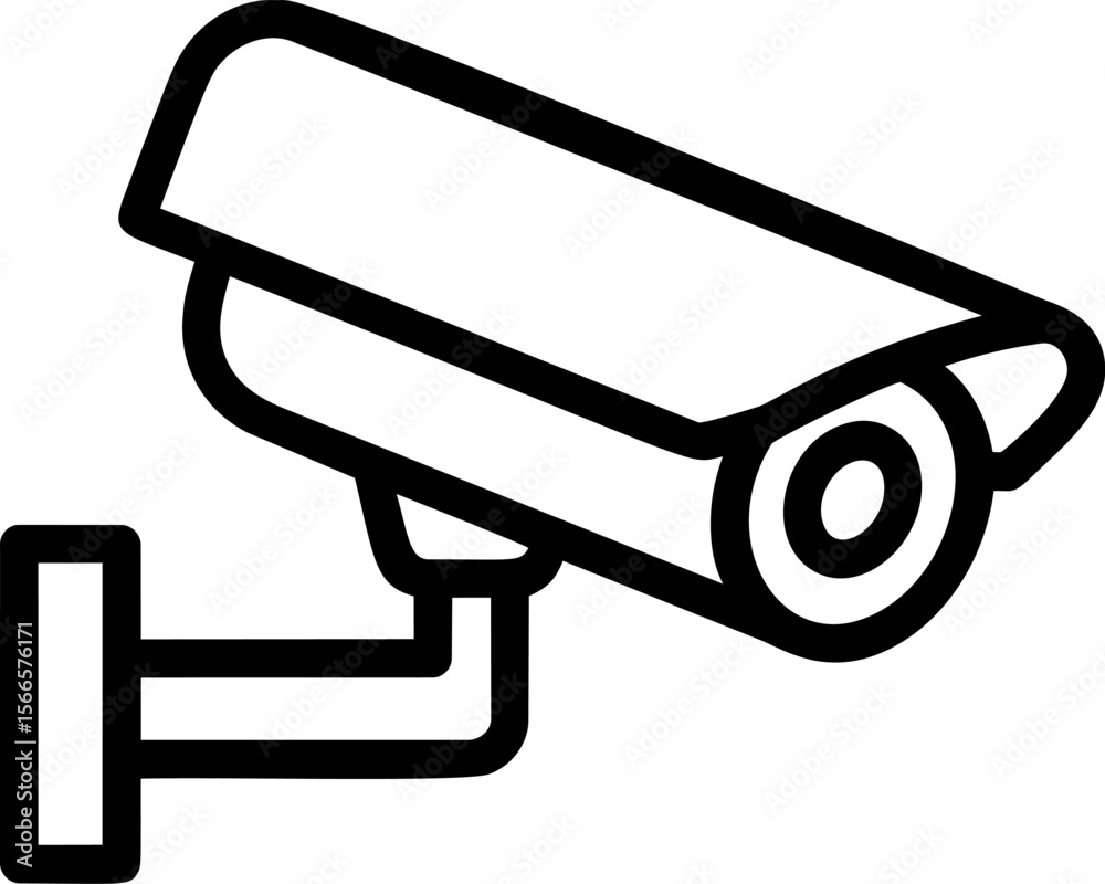 Poster black and white security camera icon with simple design style