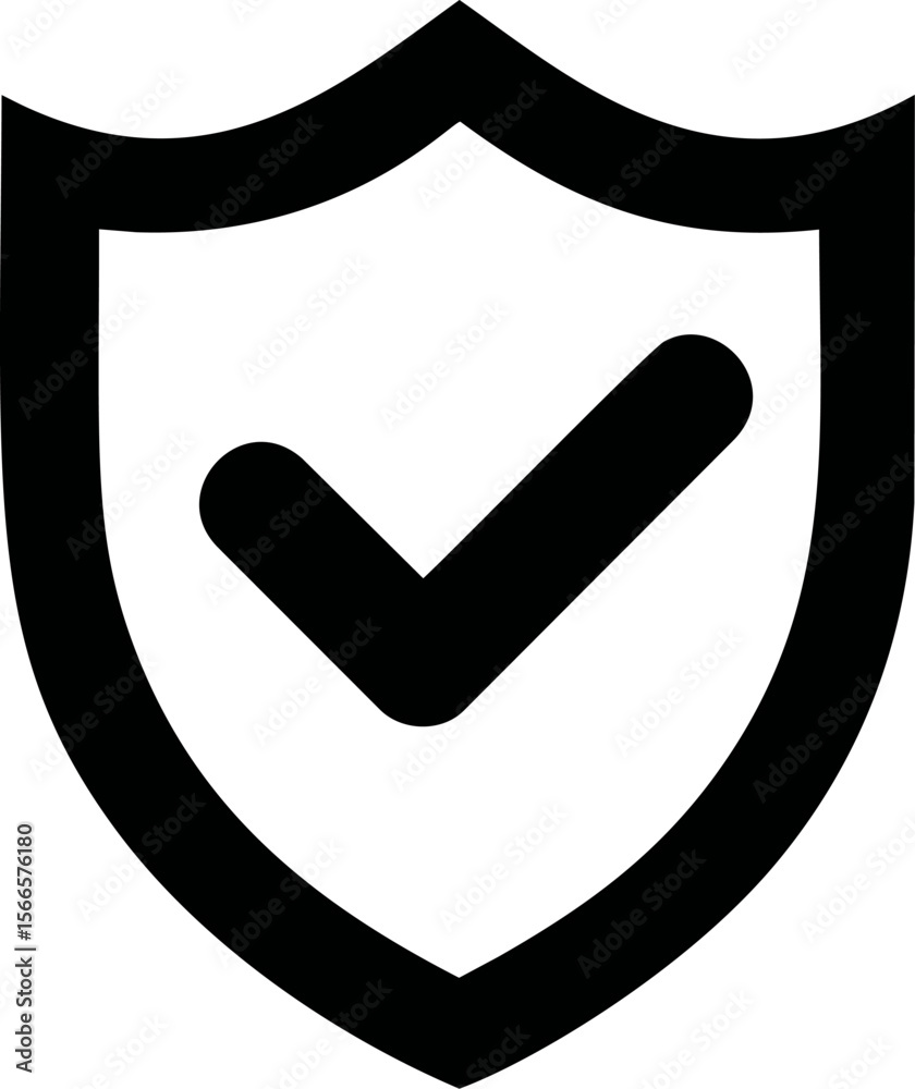 Poster Black shield with a checkmark symbolizing security and trust concept