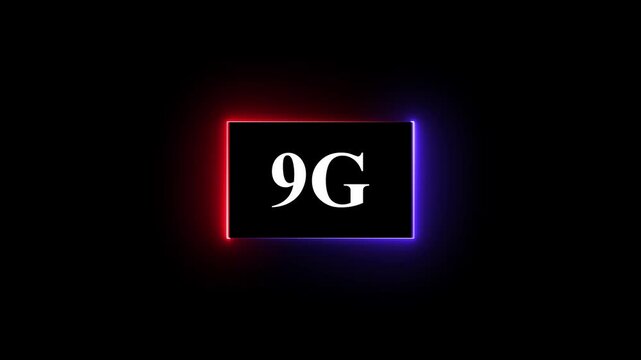High-tech glowing 9g icon animation, on black background 9g high speed network communication technology animation 9g internet networking technology text icon. - Powered by Adobe