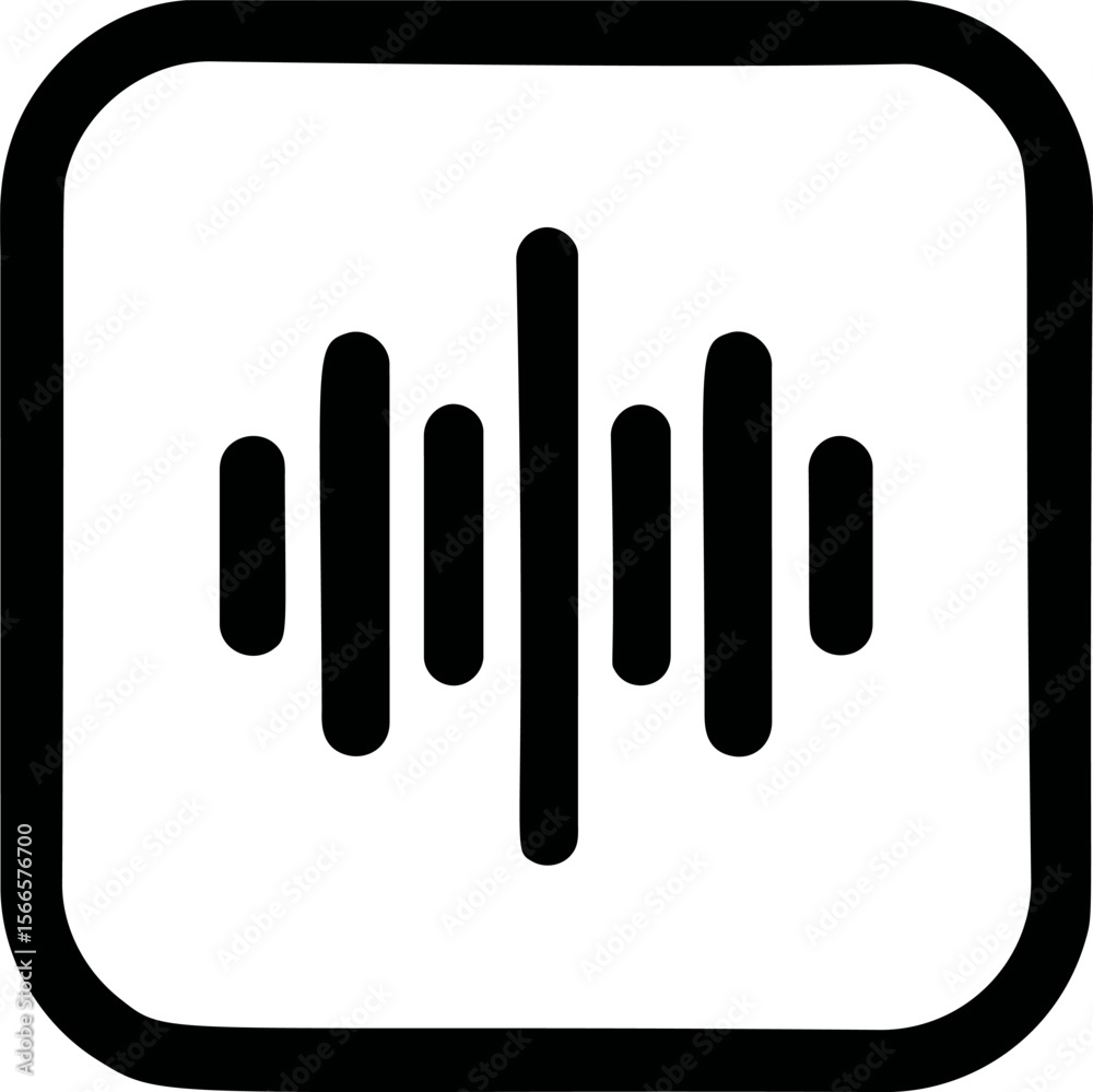 Poster black and white sound wave icon in a rounded square frame