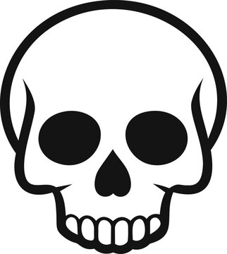 Simple black and white skull icon with bold outlines and empty eye sockets