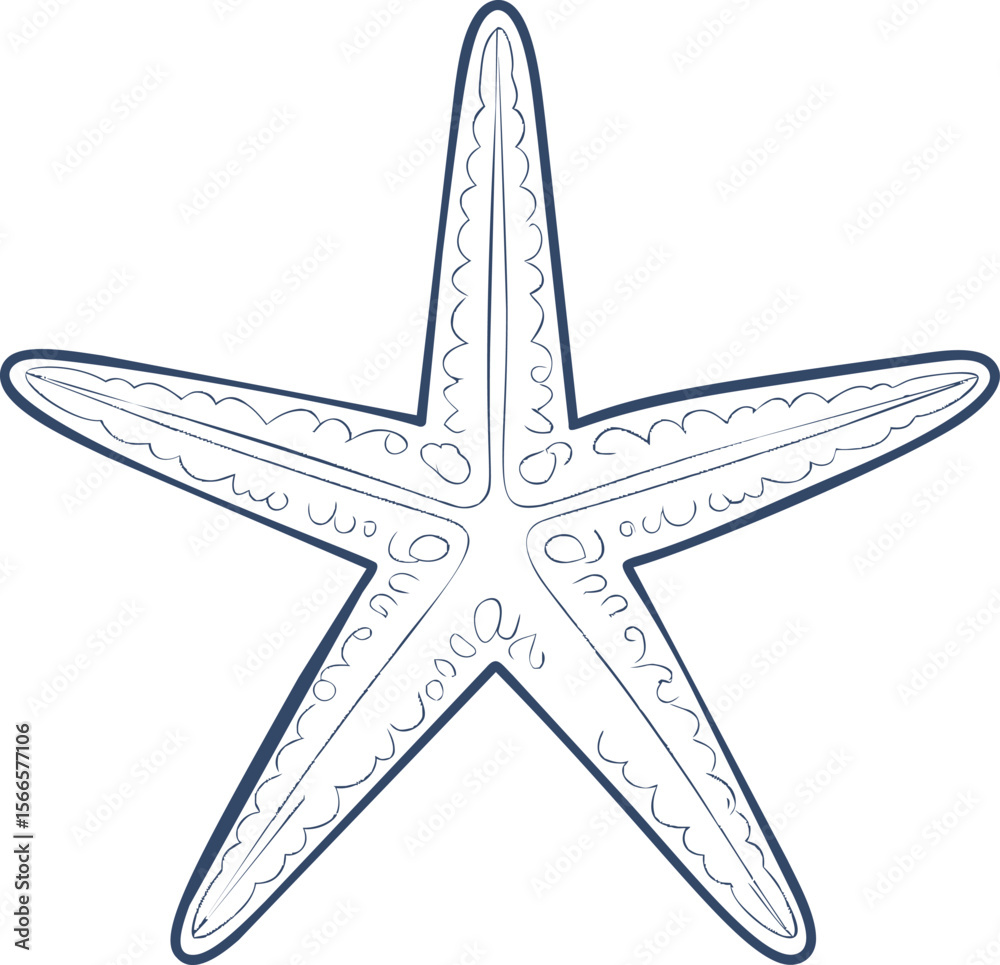 Poster Outline of a starfish with intricate patterns