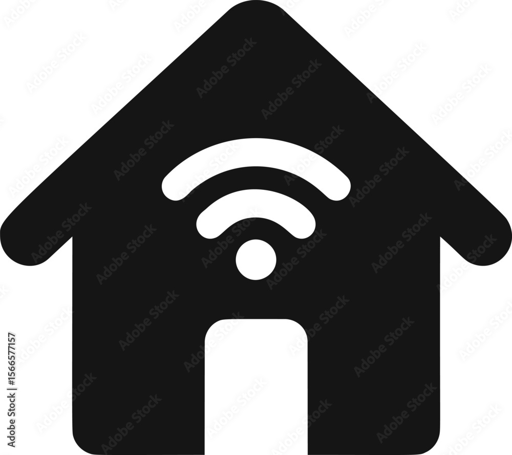 Aufkleber black icon of a house with a wifi signal symbol representing smart home concept