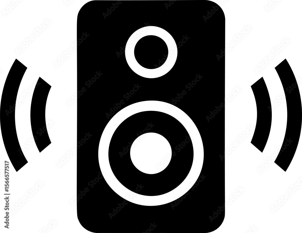 Poster black speaker icon with sound waves emitting from both sides