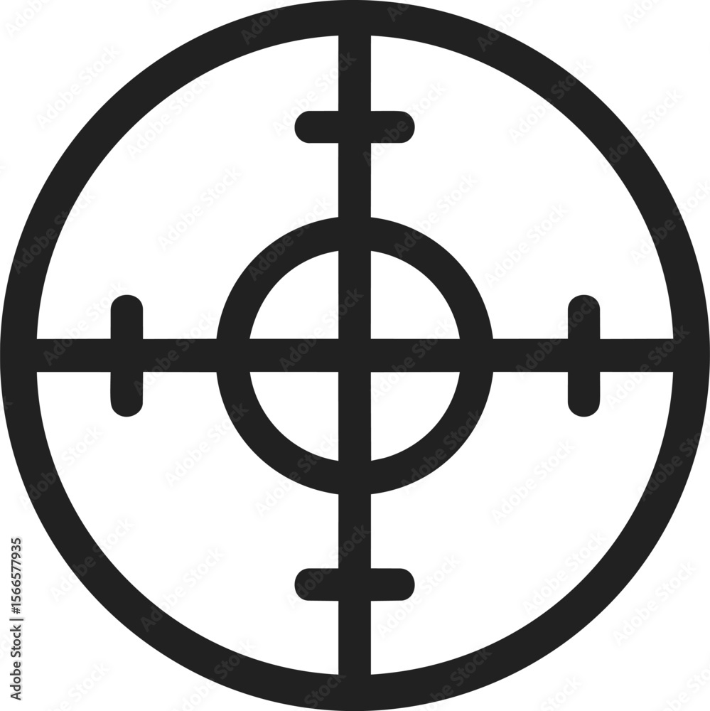 Poster simple black target icon with crosshairs in minimalistic style on white